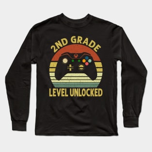 2nd Grade Level Unlocked First Day of School Video Gamer Long Sleeve T-Shirt